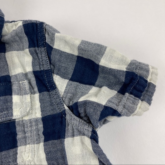 Tailor Vintage Button Up Shirt Boys 4/5 Blue White Plaid Quilted Snap - Picture 5 of 6
